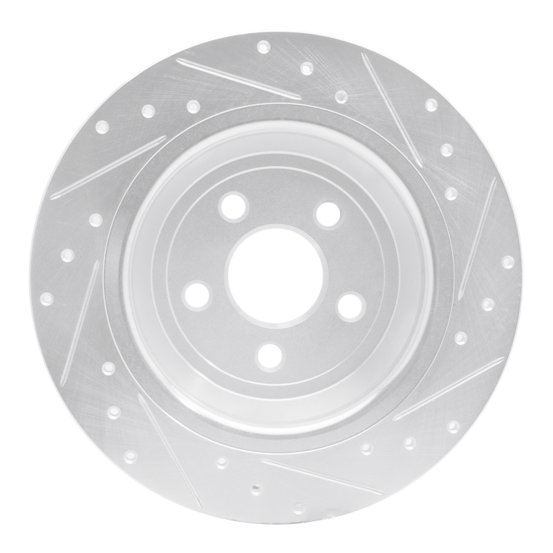 Ford Edge Brake Rotor (1) - Rear Left - R1 Concepts - Drilled & Slotted - Silver - `15-`24